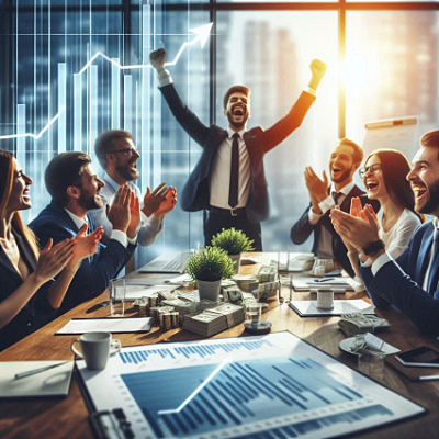 celebrating at a business meeting